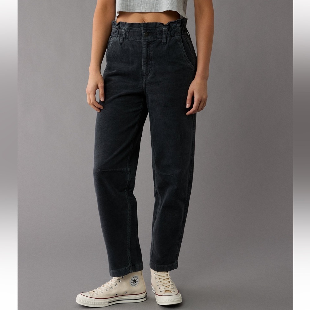 AE Stretch Super High-Waisted Corduroy Paper Bag Barrel Pant